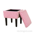 Pink Rekreasi Kain Penyimpanan Ottoman Furniture Ruang Tamu
